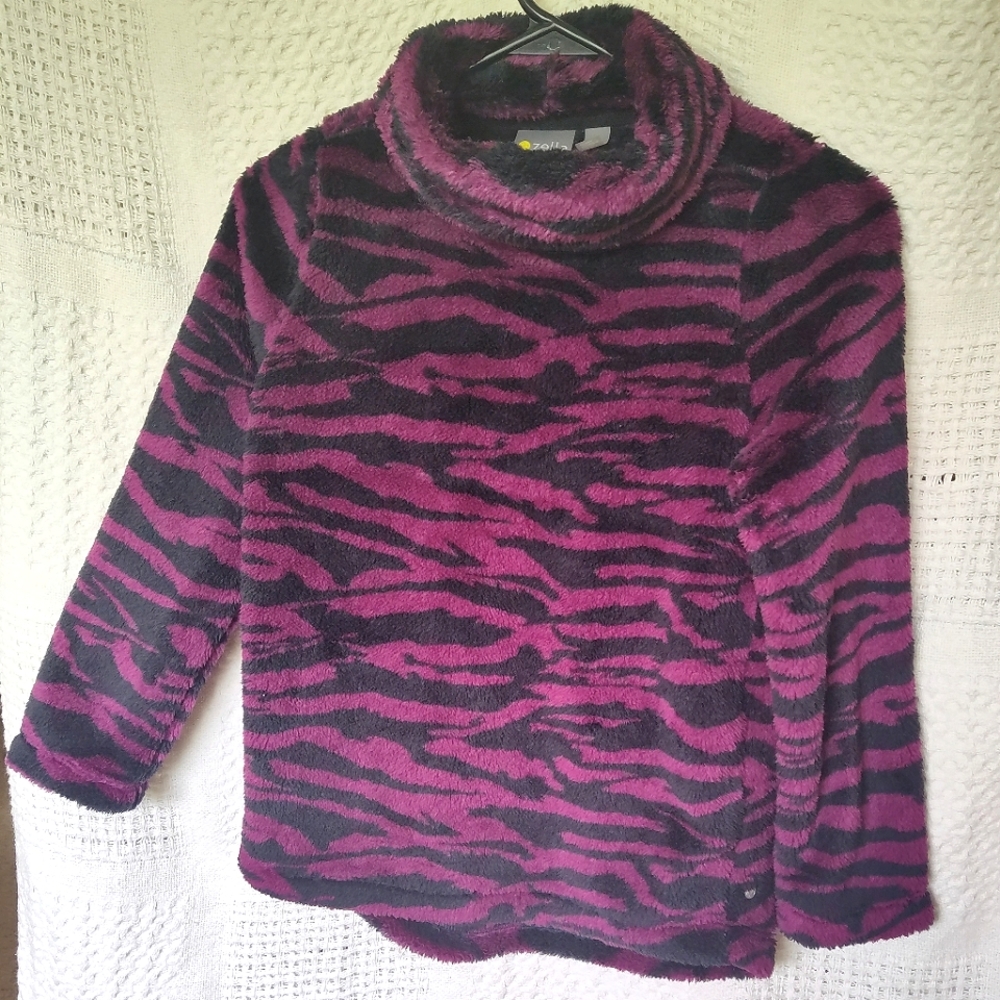 Zella Nikki Furry Fleece Purple Nectar Turtleneck Sweatshirt Women's Size S Y2K